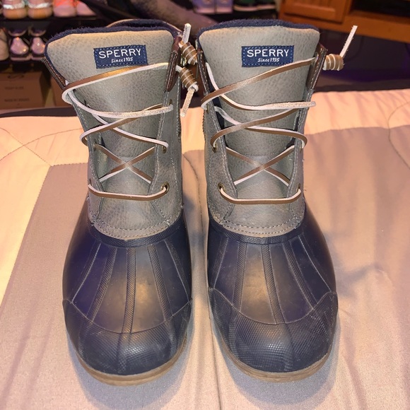 Sperry Navy Grey Waterproof Boot Size 8 - Picture 2 of 7
